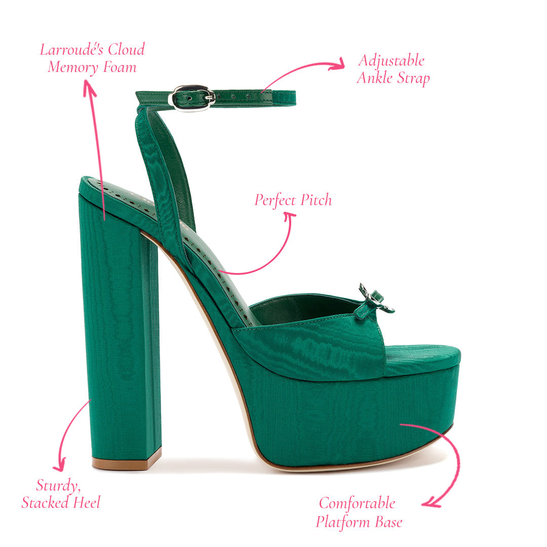 Daisy Platform In Emerald Fabric by Larroudé