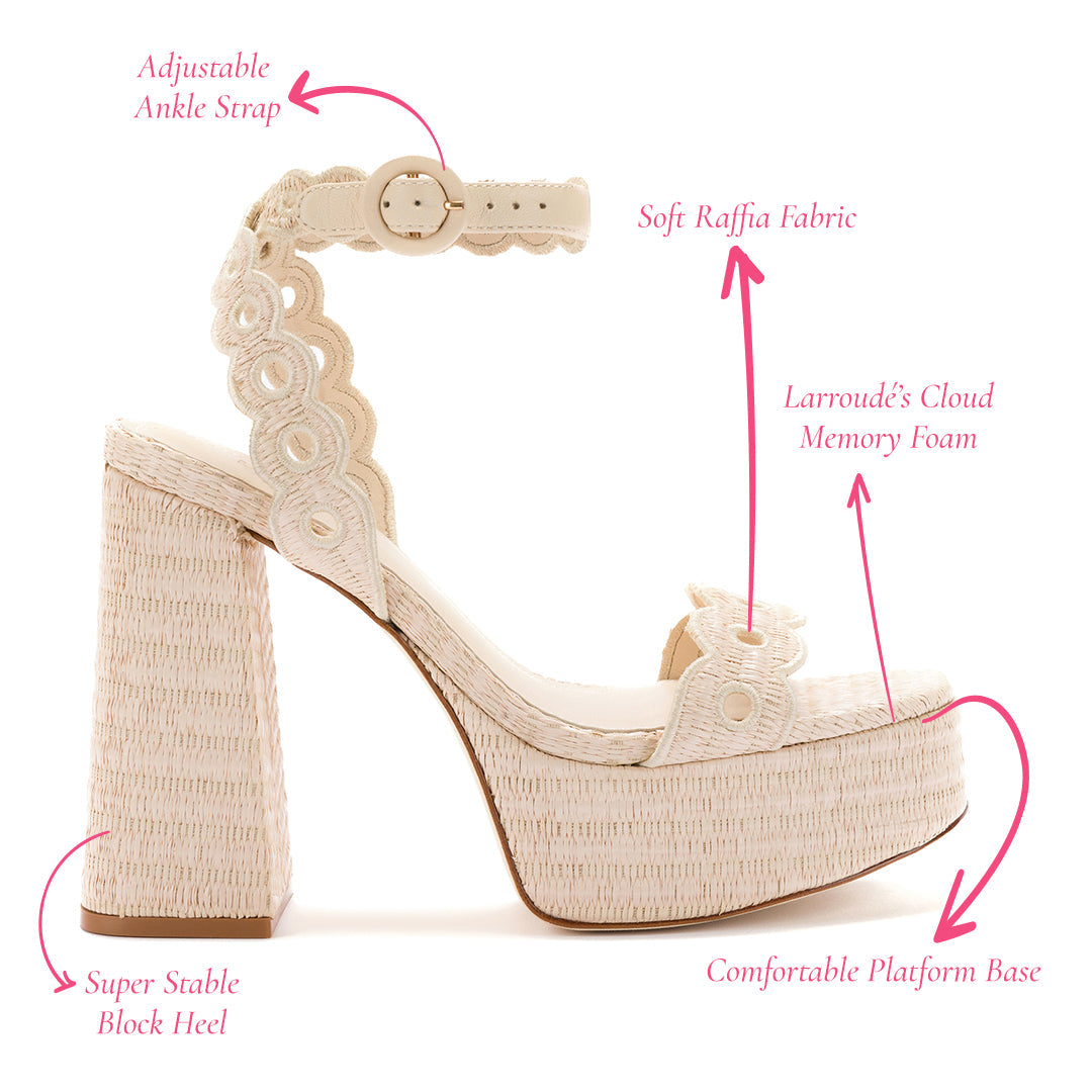 Dolly Broderie Sandal In Natural Raffia by Larroudé