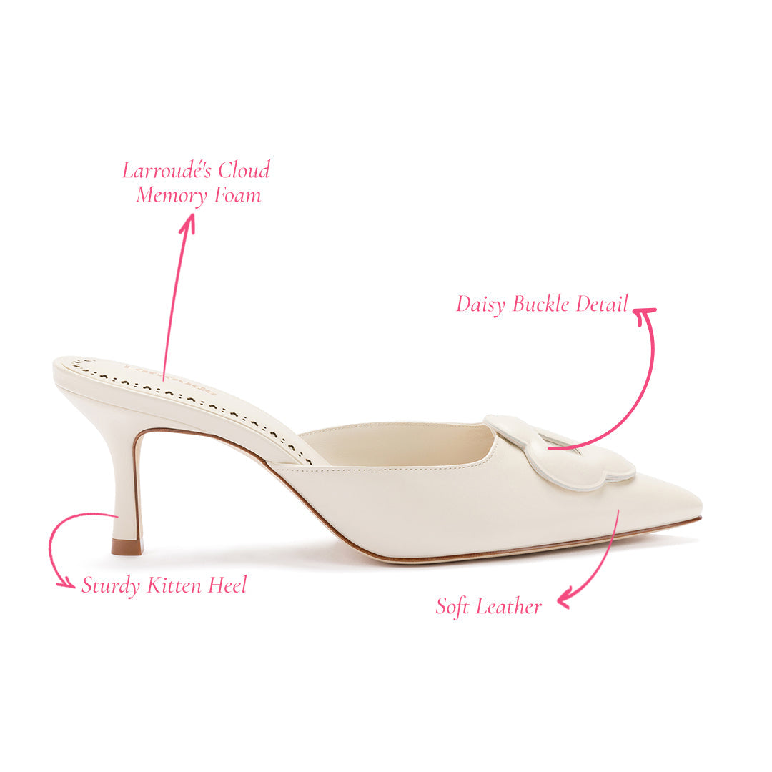 Flora Pump In Ivory Leather by Larroudé