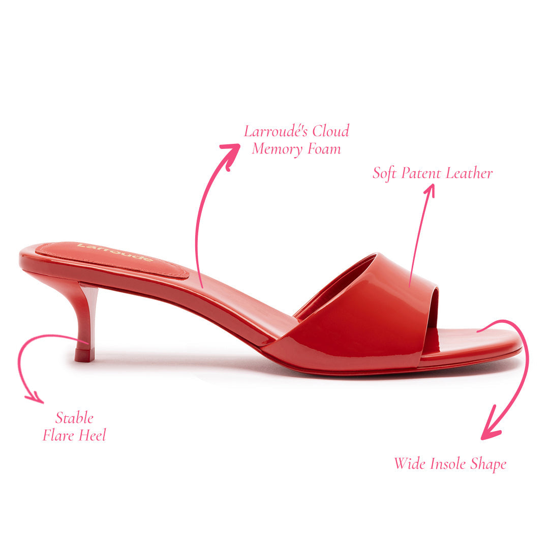 Greta Mule In Scarlet Patent Leather by Larroudé