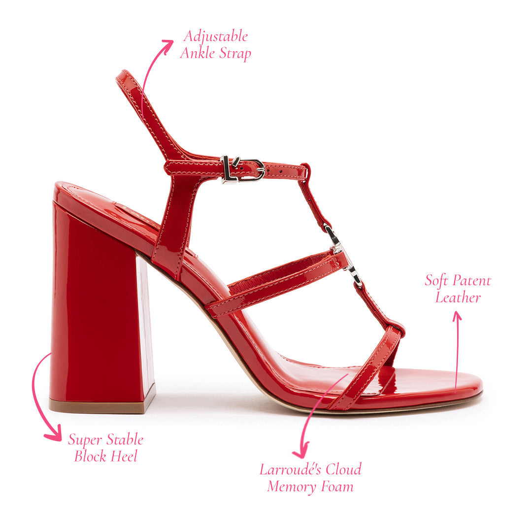 Hana Sandal In Scarlet Patent Leather by Larroudé