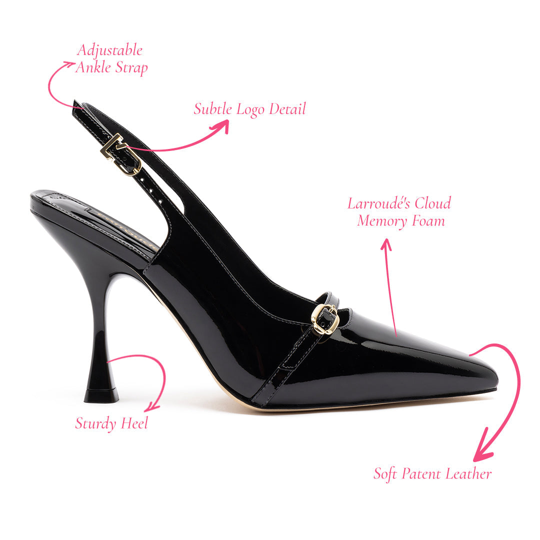 Ines Hi Pump in Black Patent Leather by Larroudé