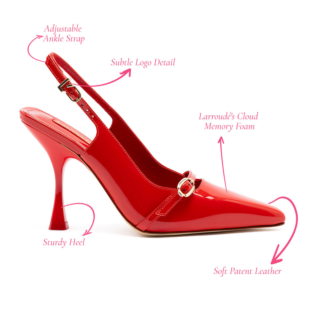 Ines Hi Pump in Scarlet Patent Leather by Larroudé