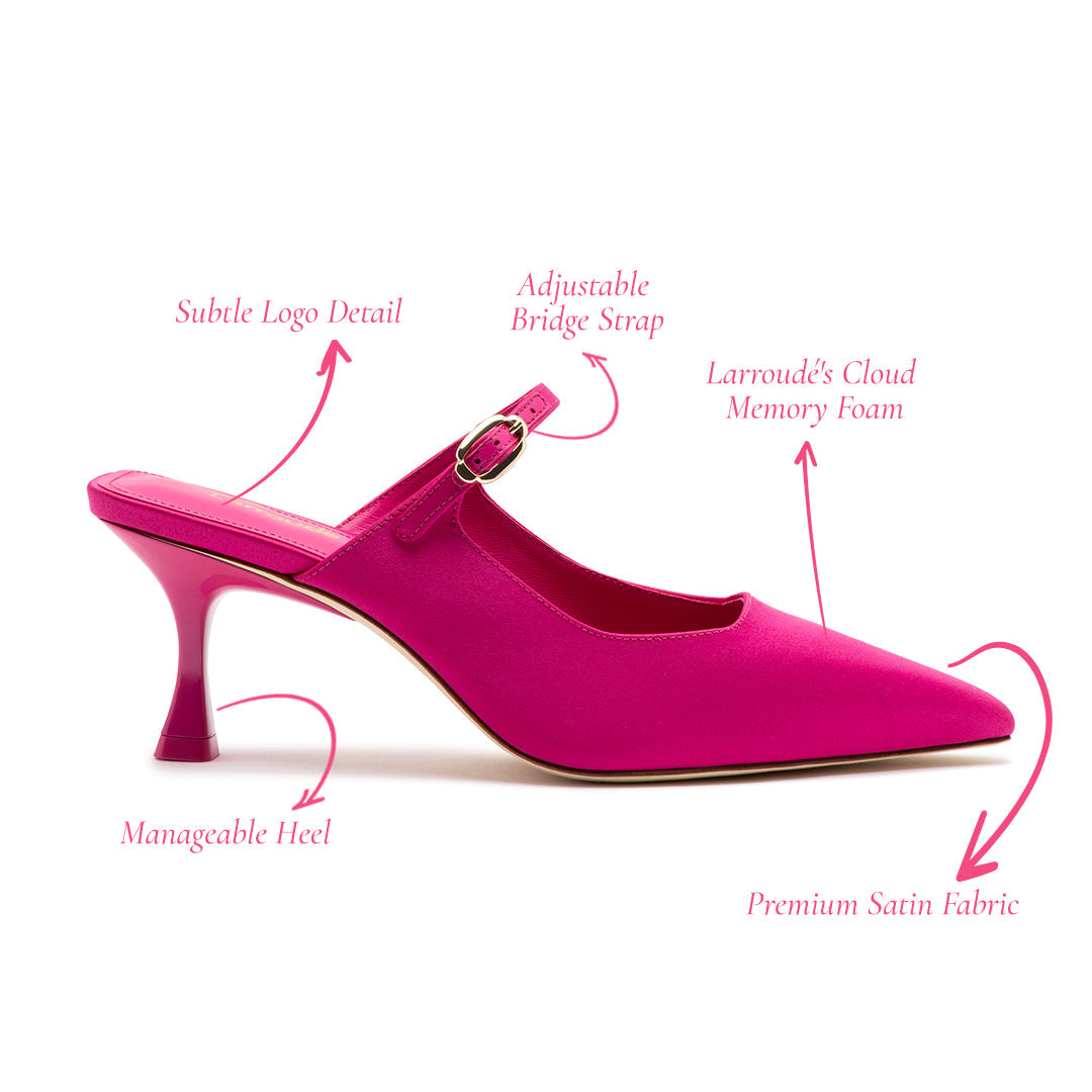 Ines Mule In Magenta Satin by Larroudé