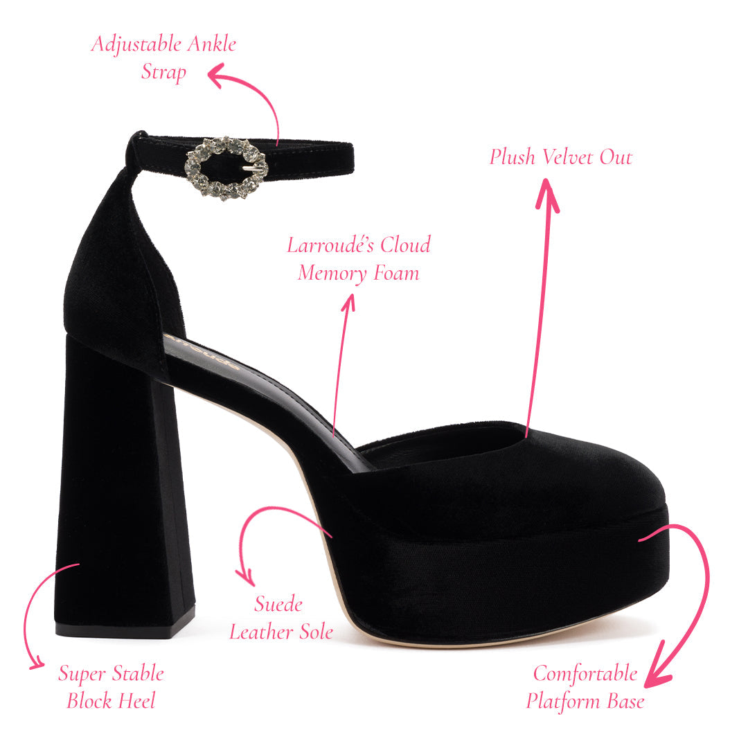 Ari Pump In Black Velvet by Larroudé