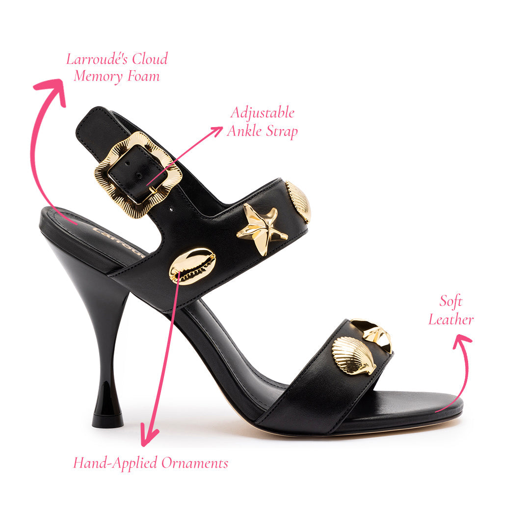 Madison Sandal In Black Leather by Larroudé