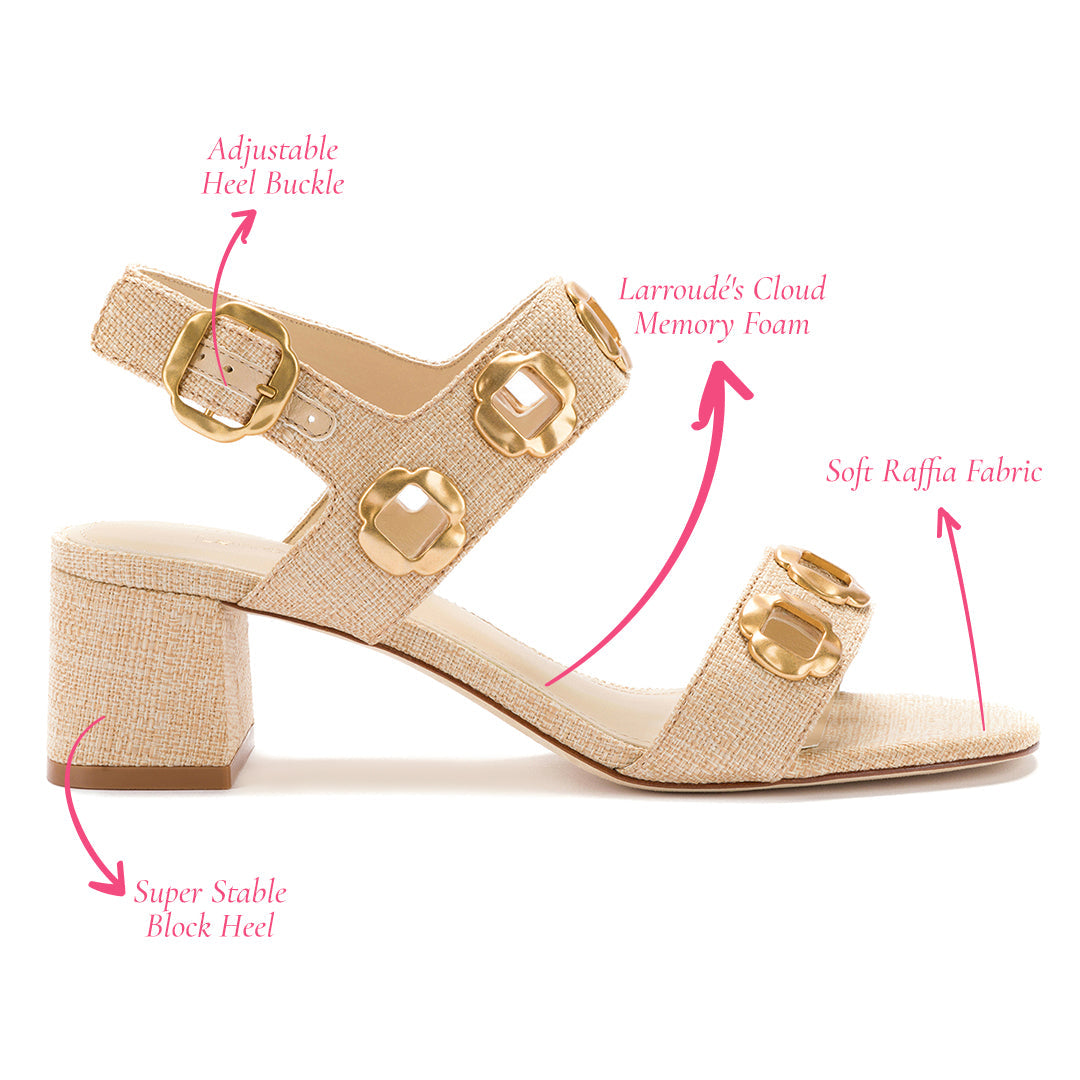 Milan Sandal In Beige Raffia by Larroudé