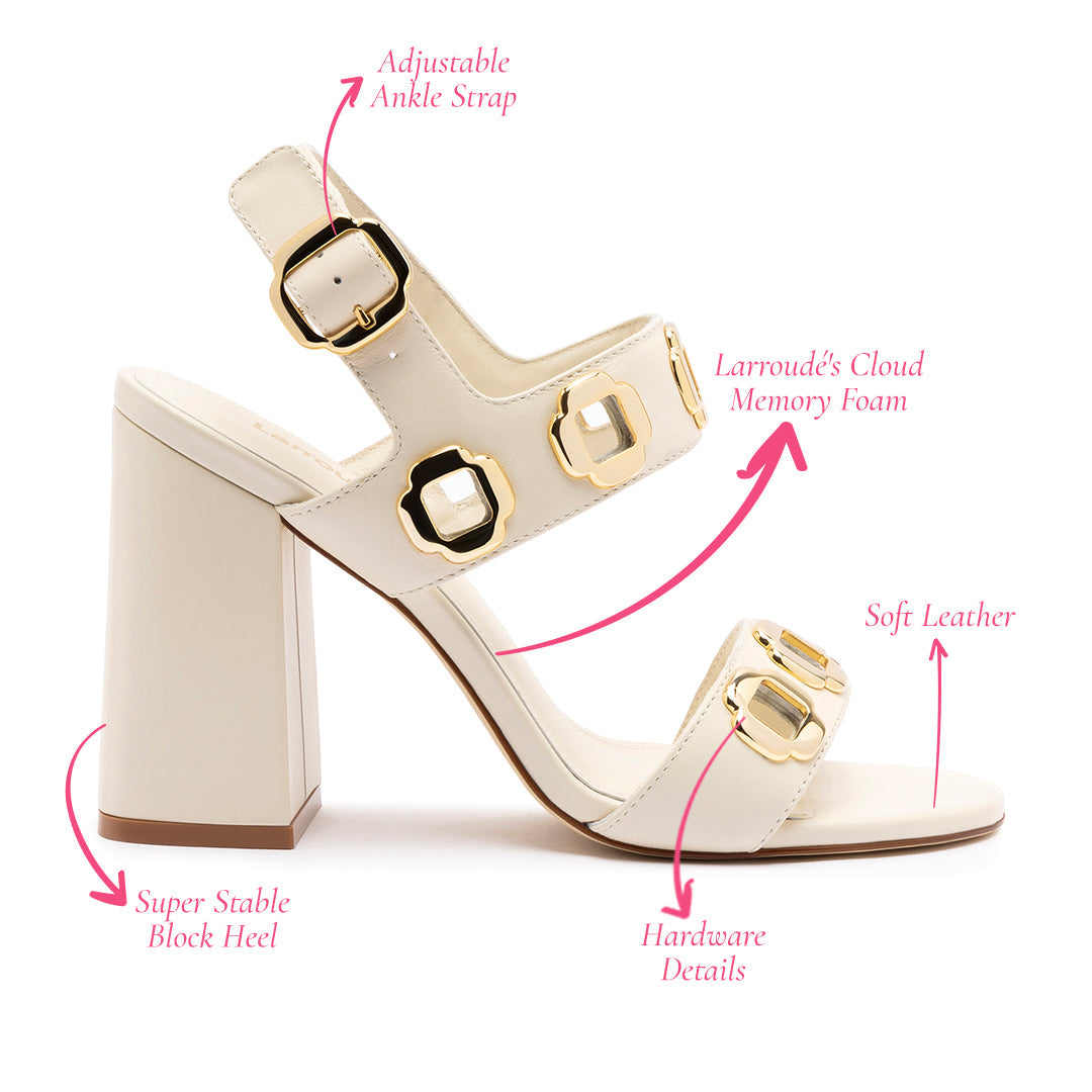 Milan Hi Sandal In Ivory Leather by Larroudé