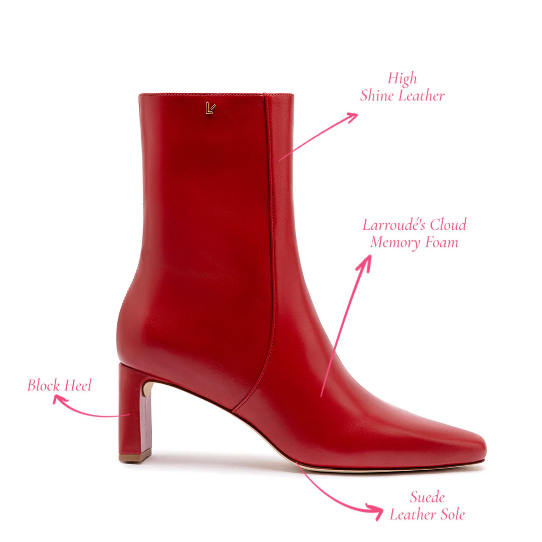 Alexis Bootie In Blood Red Leather by Larroudé