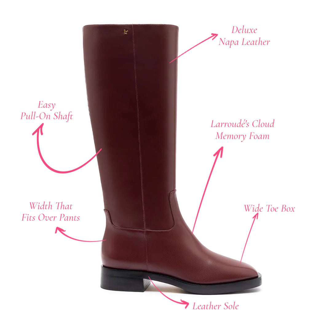 Anne Boot In Burgundy Leather by Larroudé