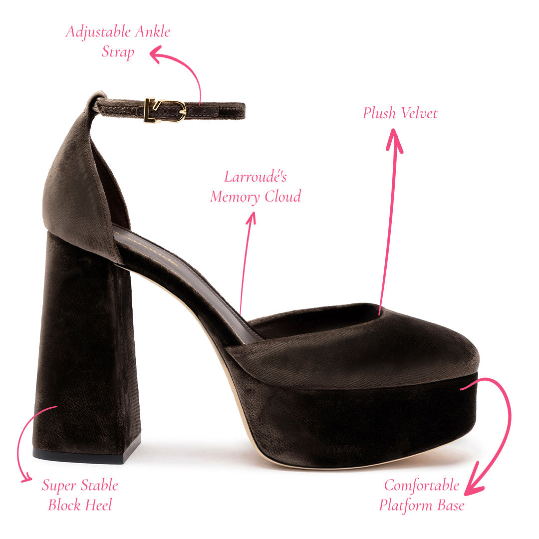 Ari Pump In Expresso Velvet by Larroudé