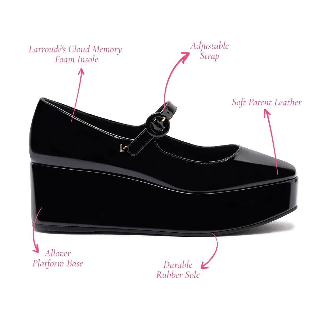 Blair Flatform In Black Patent Leather by Larroudé