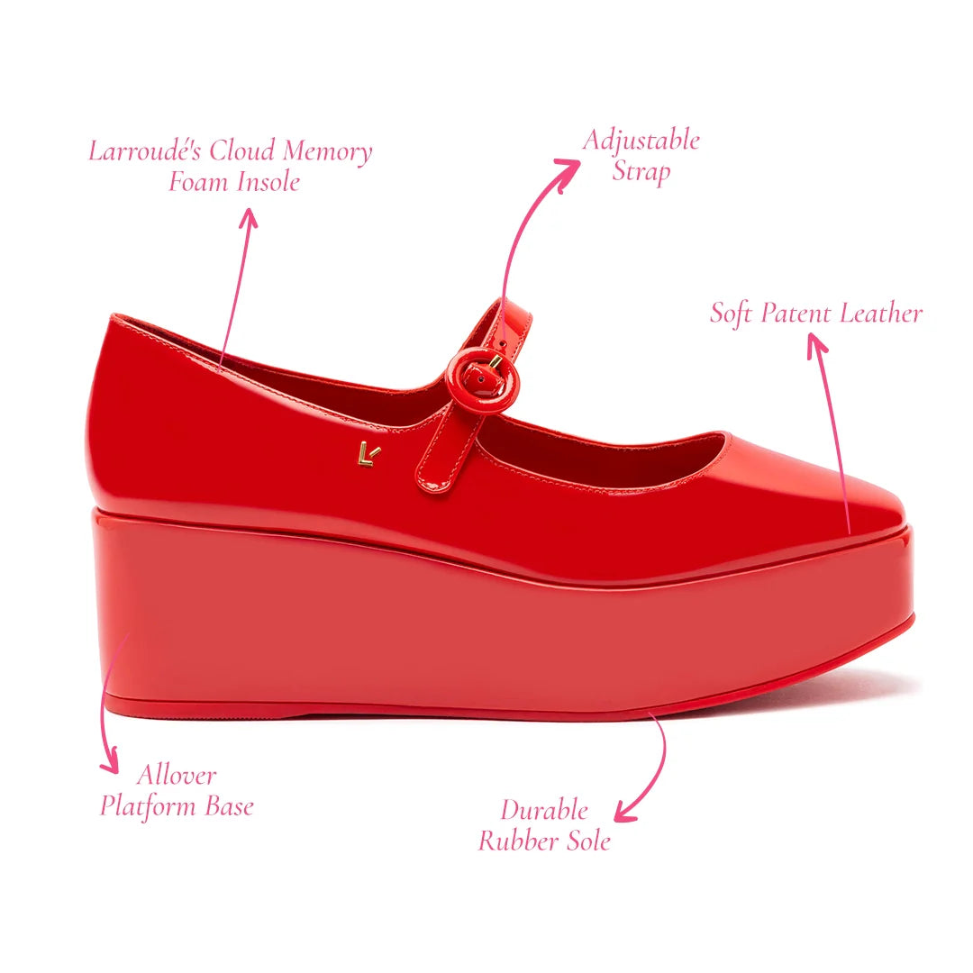 Blair Flatform In Scarlet Patent Leather by Larroudé