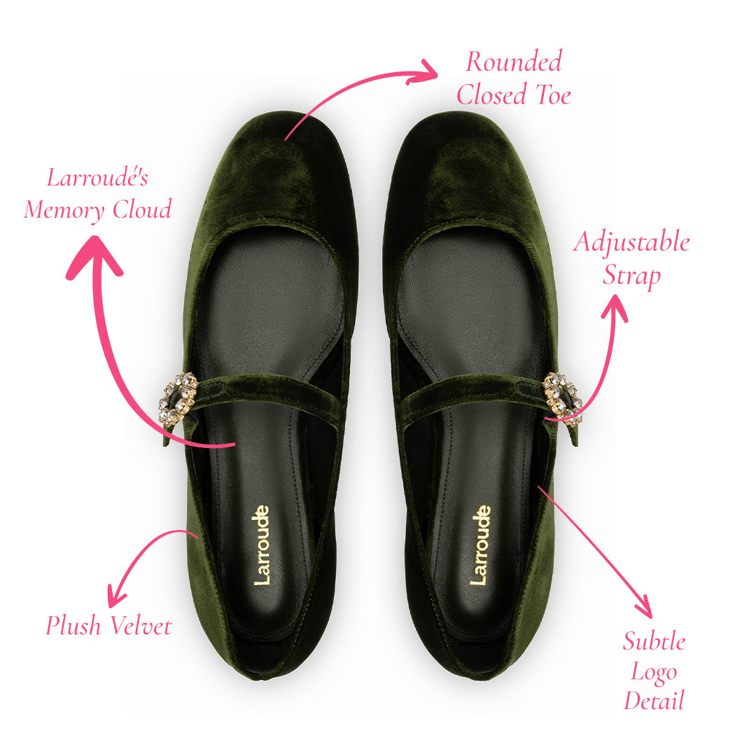 Blair Ballet Flat In Bosco Velvet by Larroudé