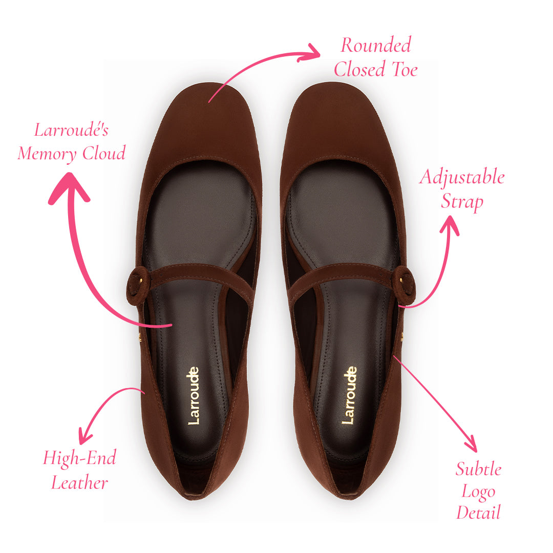 Blair Ballet Flat In Brown Suede by Larroudé