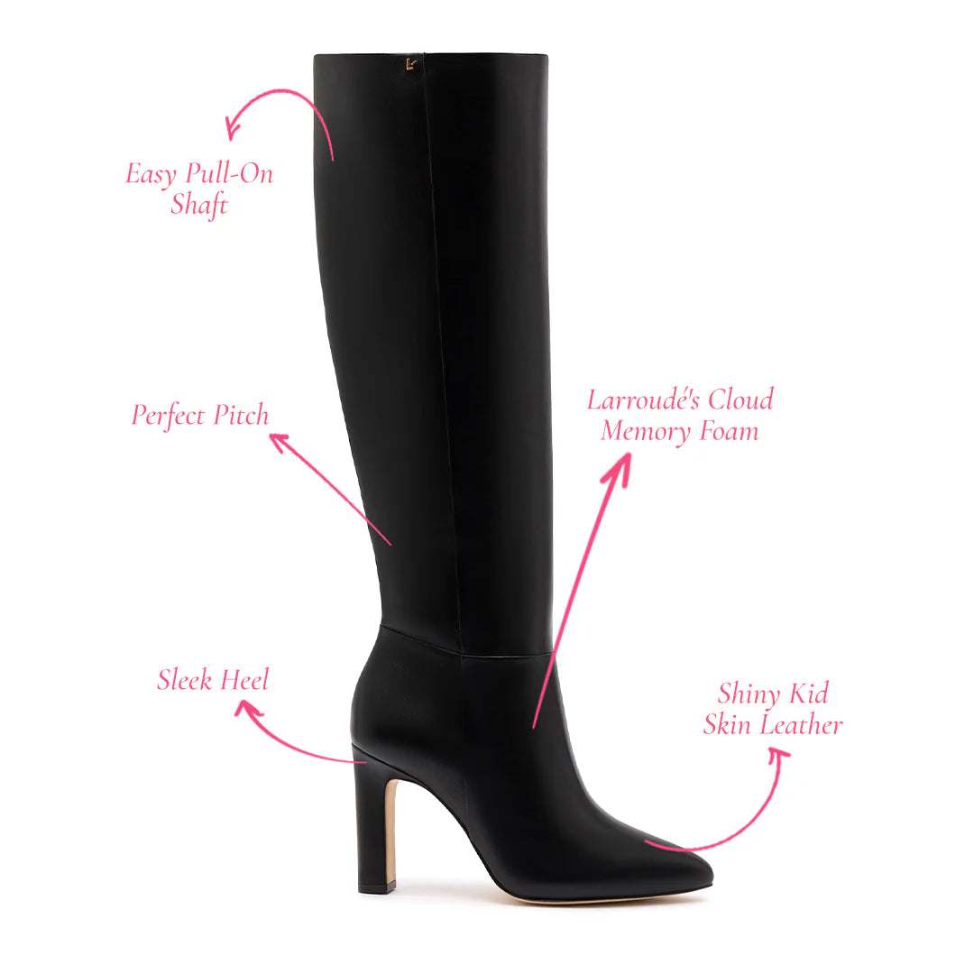 Cindy Hi Boot In Black Leather by Larroudé