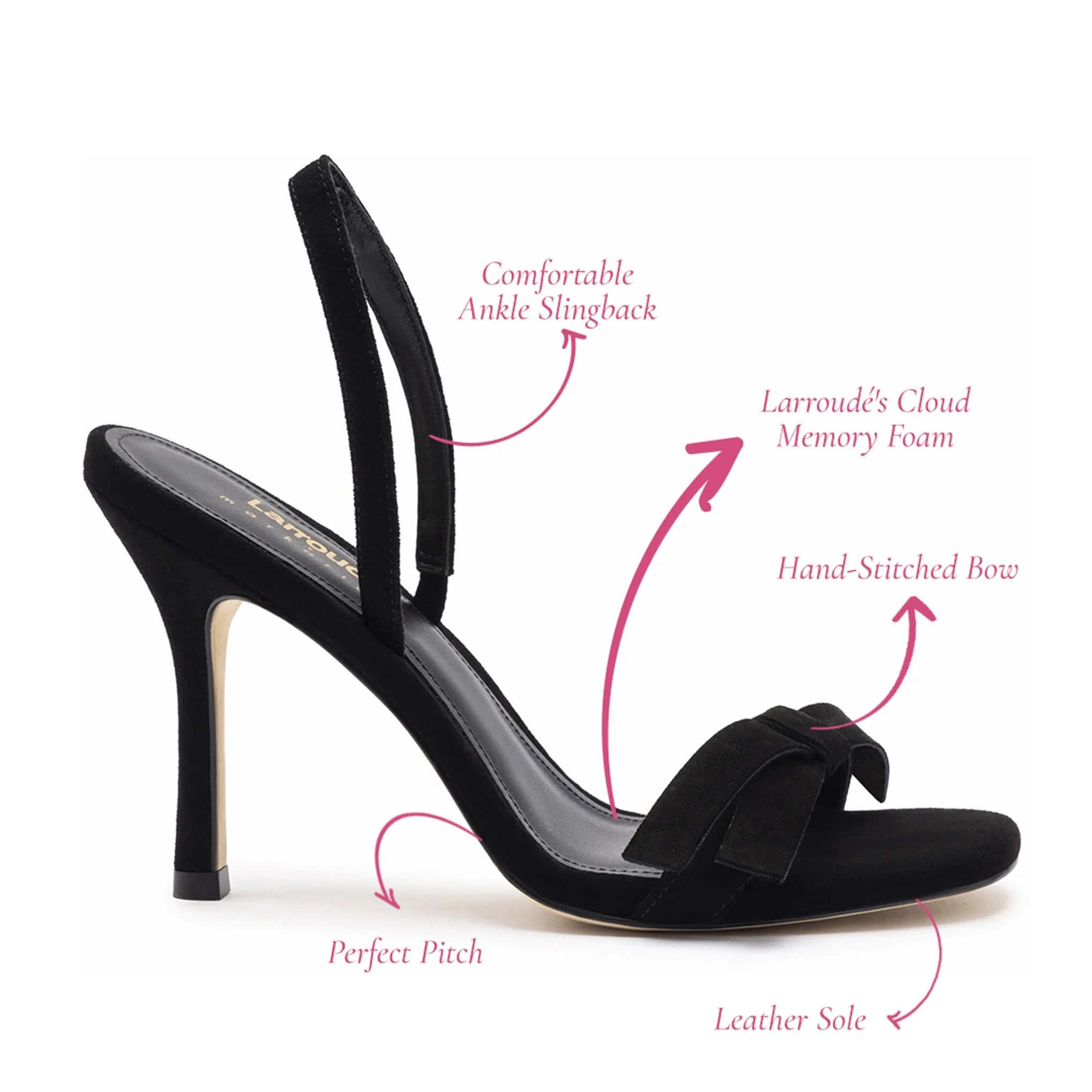 Larroudé x Markarian Sandal In Black Suede by Larroudé