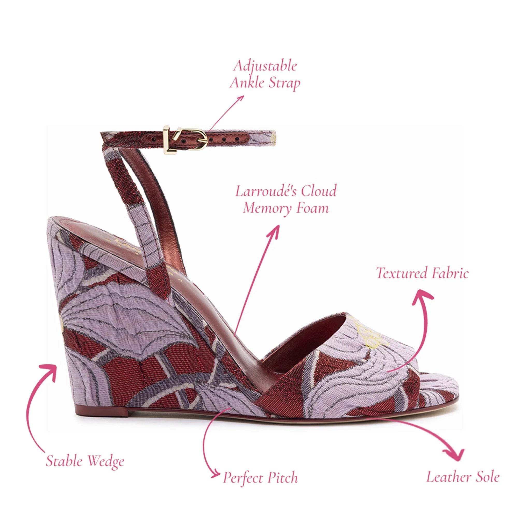 Larroudé x Markarian Wedge In Red Floral Dutel by Larroudé