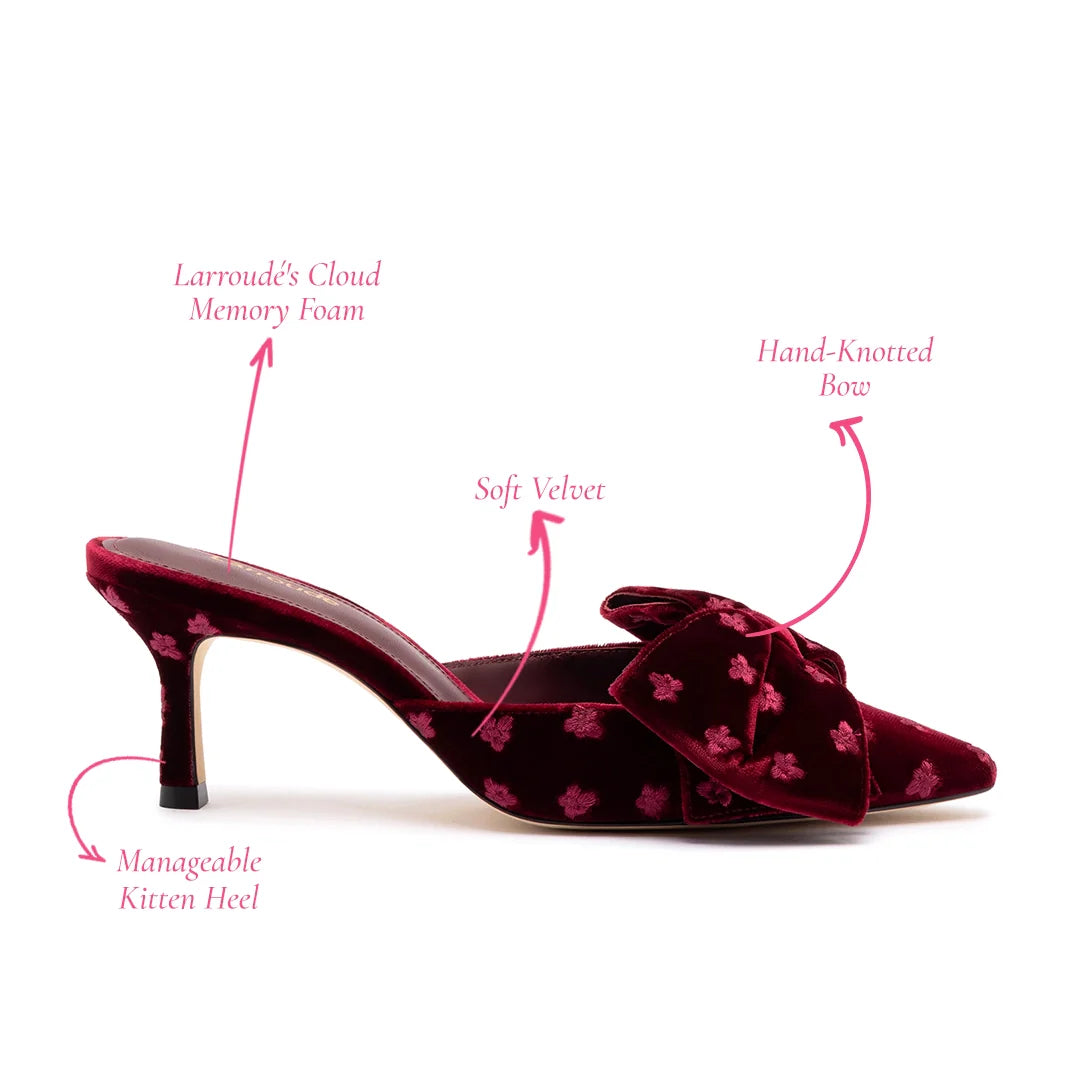 Mini Elle Pump In Wine Velvet by Larroudé