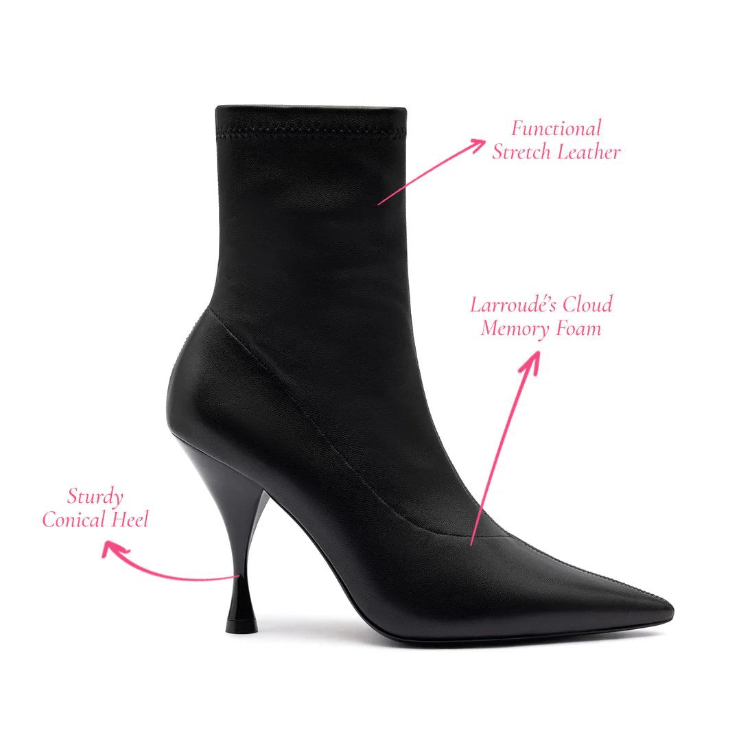 Mini Georgia Boot In Black Stretch Leather by Larroudé