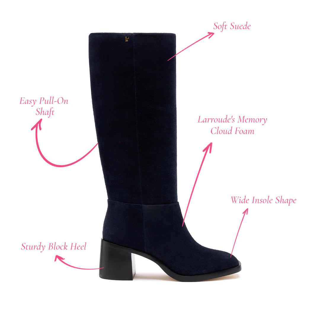 Ricky Boot In Dress Blue Suede by Larroudé