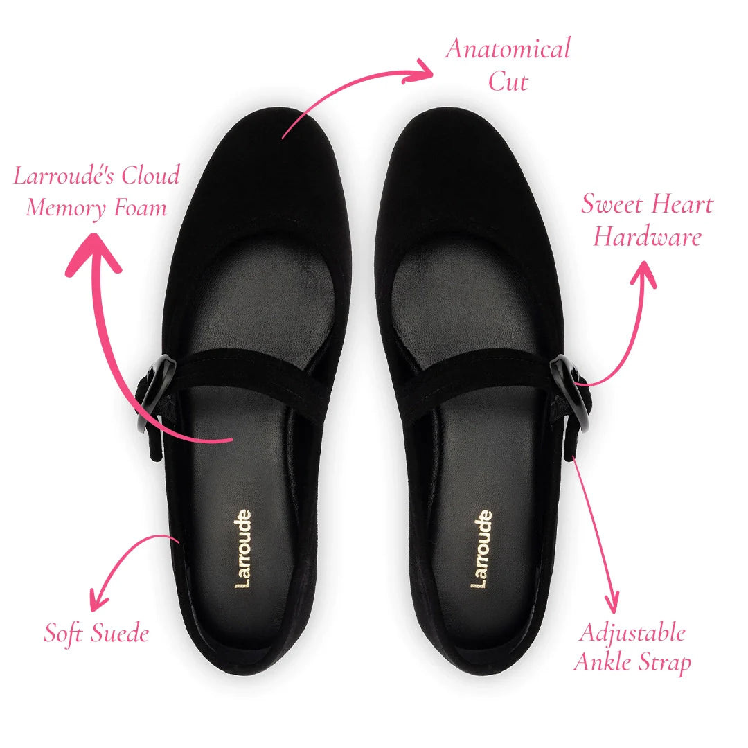 Verona Ballet Flat In Black Suede by Larroudé