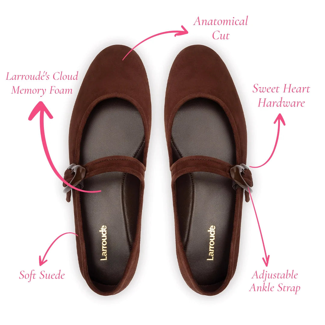 Verona Ballet Flat In Brown Suede by Larroudé