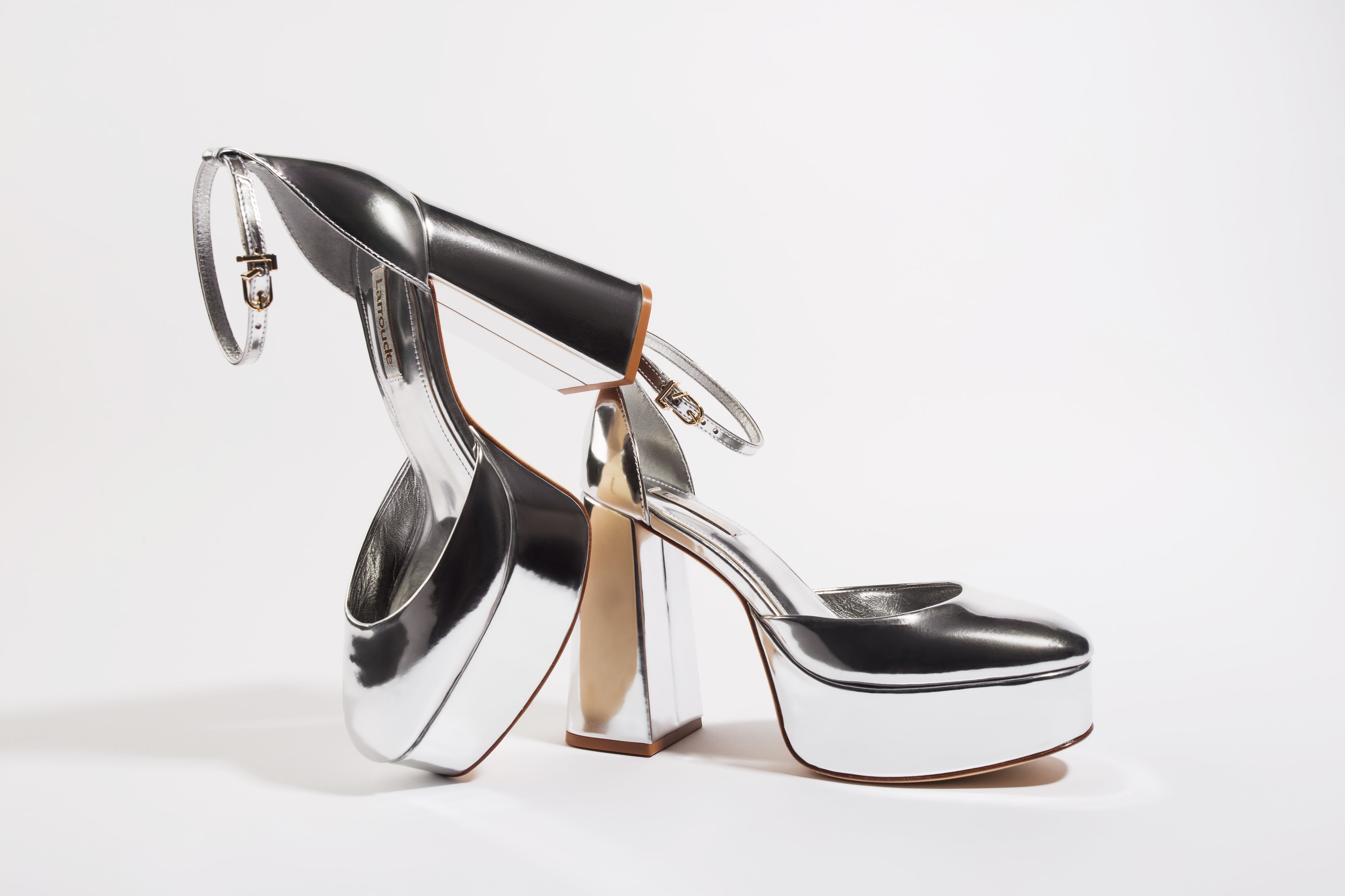 Ari Pump In Silver Specchio by Larroudé