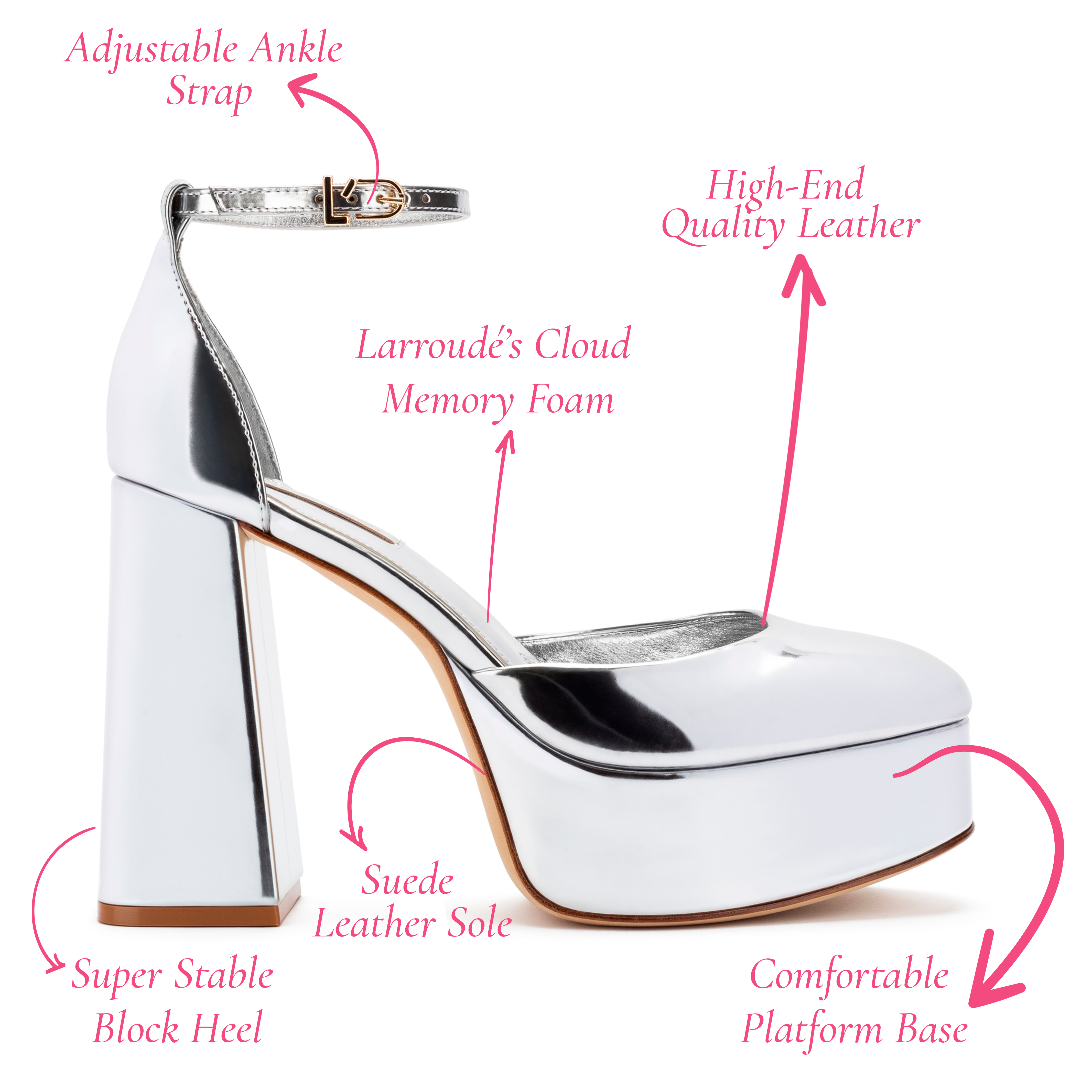 Ari Pump In Silver Specchio by Larroudé