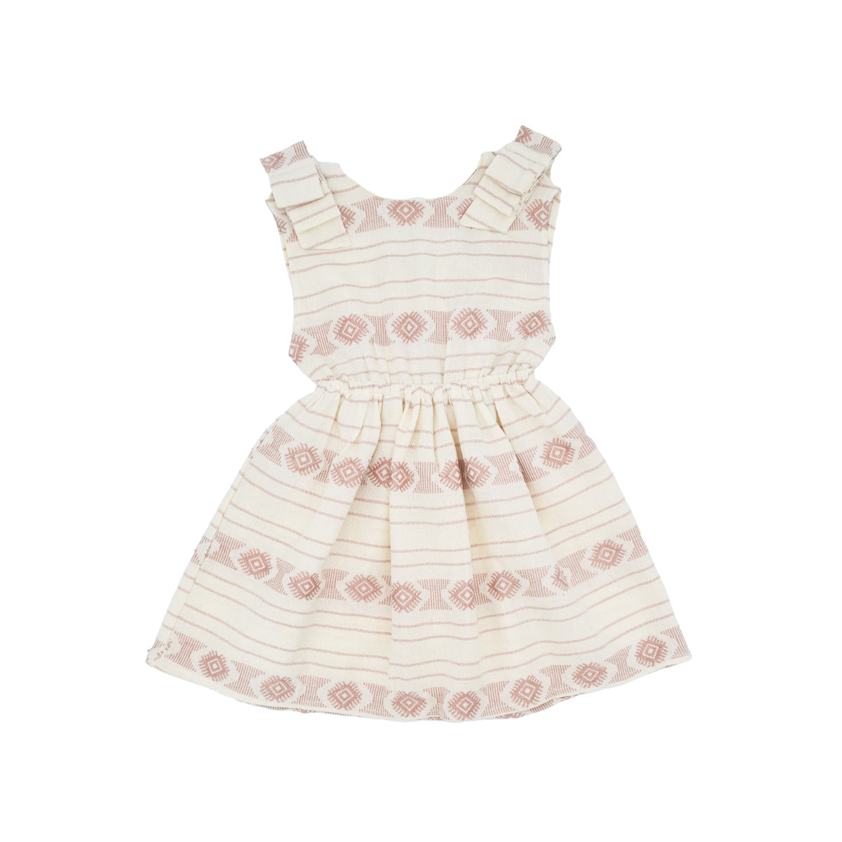 Agnes Pinafore Dress in Dust Pink Embroidery by Folklore Las Ninas