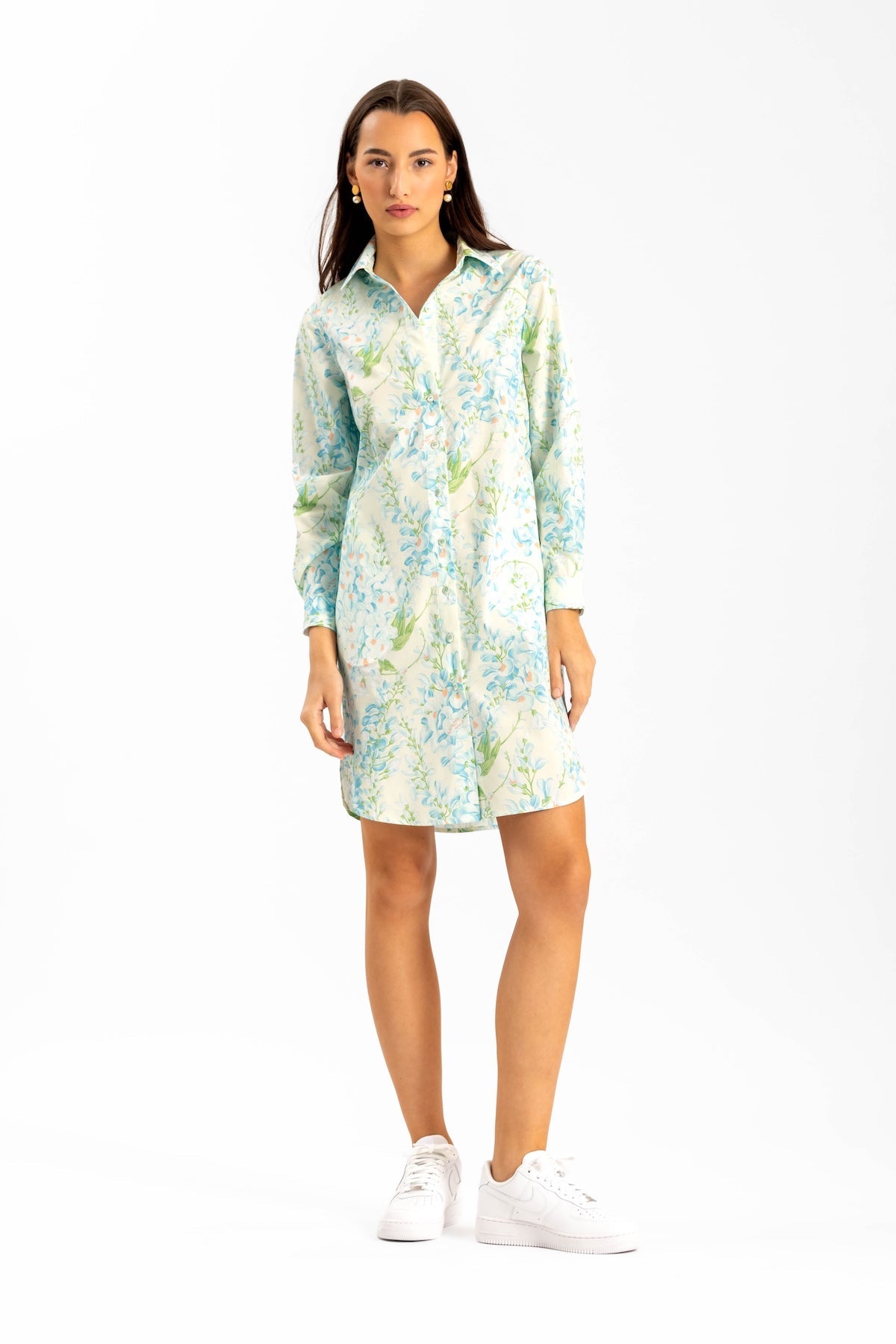Amory Blue Wisteria Floral Shirt Dress by Casey Marks