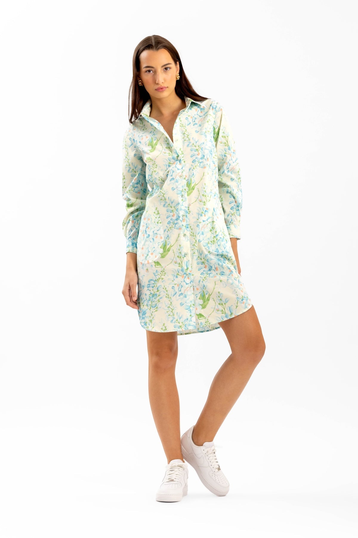 Amory Blue Wisteria Floral Shirt Dress by Casey Marks