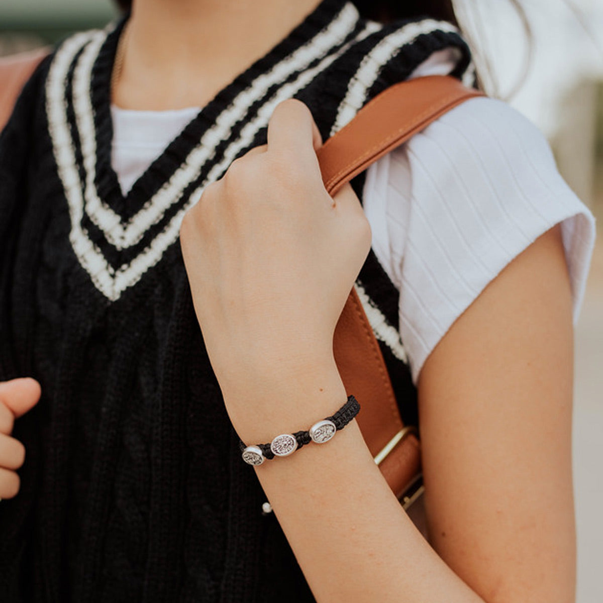 Saint Michael Gray and Black Bead Bracelet – Sorel Seventeen