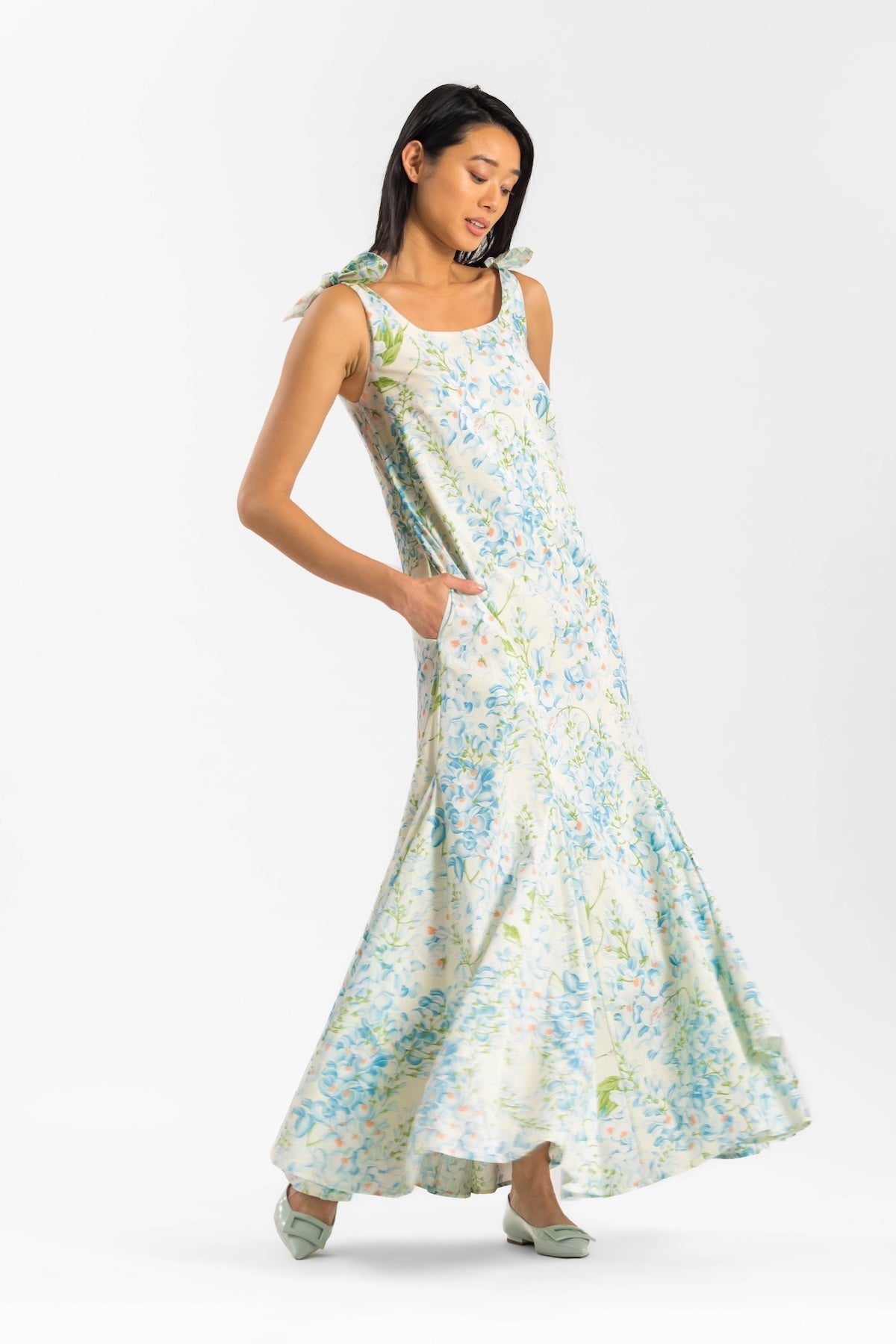 Ashley Blue Wisteria Floral Maxi Dress by Casey Marks