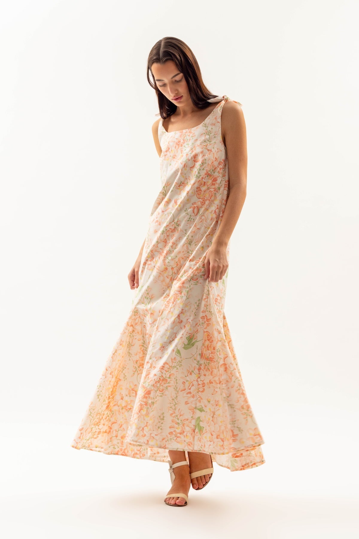 Ashley Coral Wisteria Floral Dress by Casey Marks