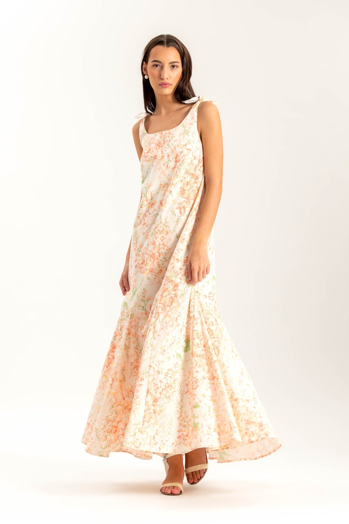 Ashley Coral Wisteria Floral Dress by Casey Marks