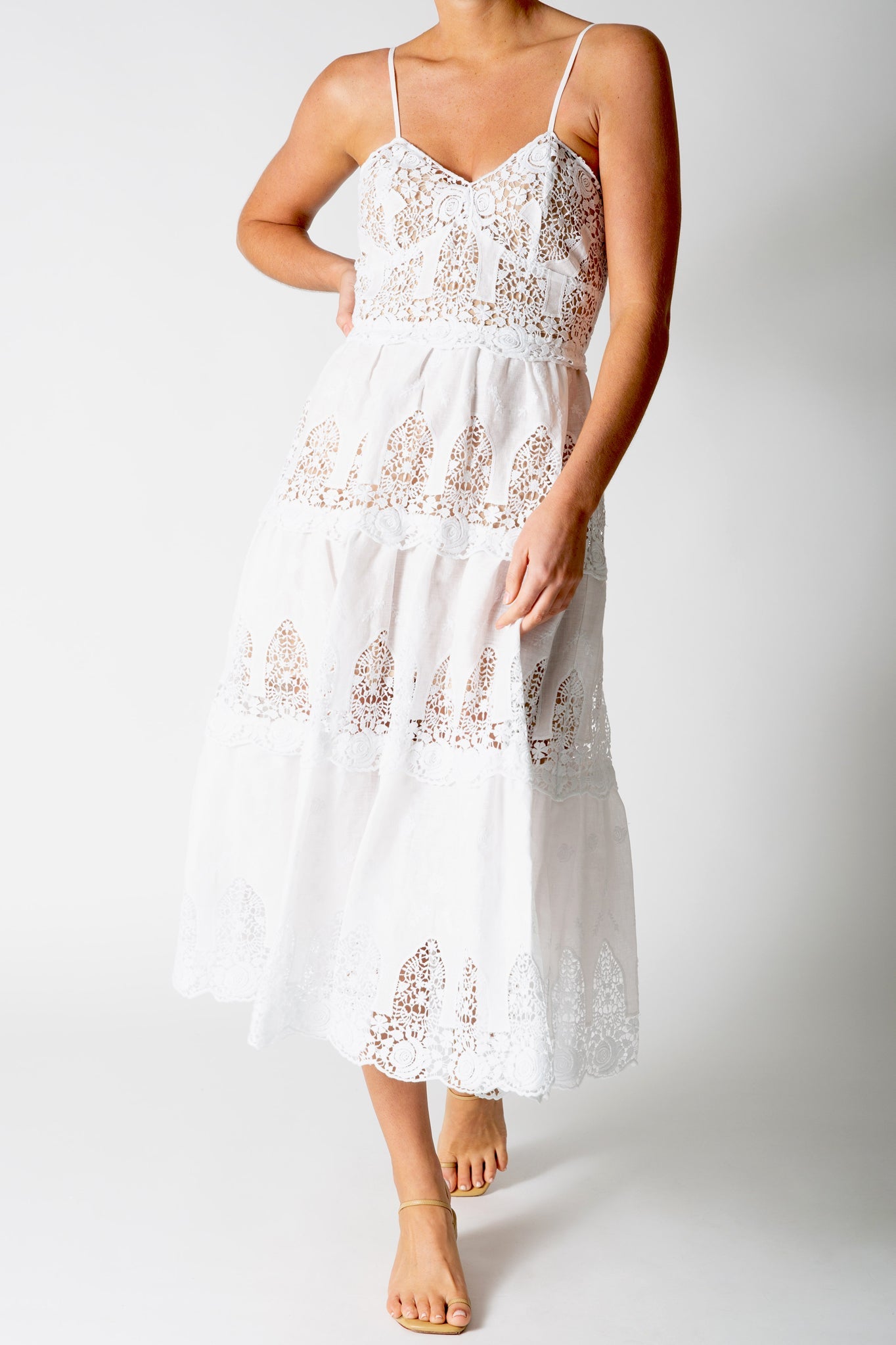 Lotte Linen Embroidered Dress - Pure White by Miguelina