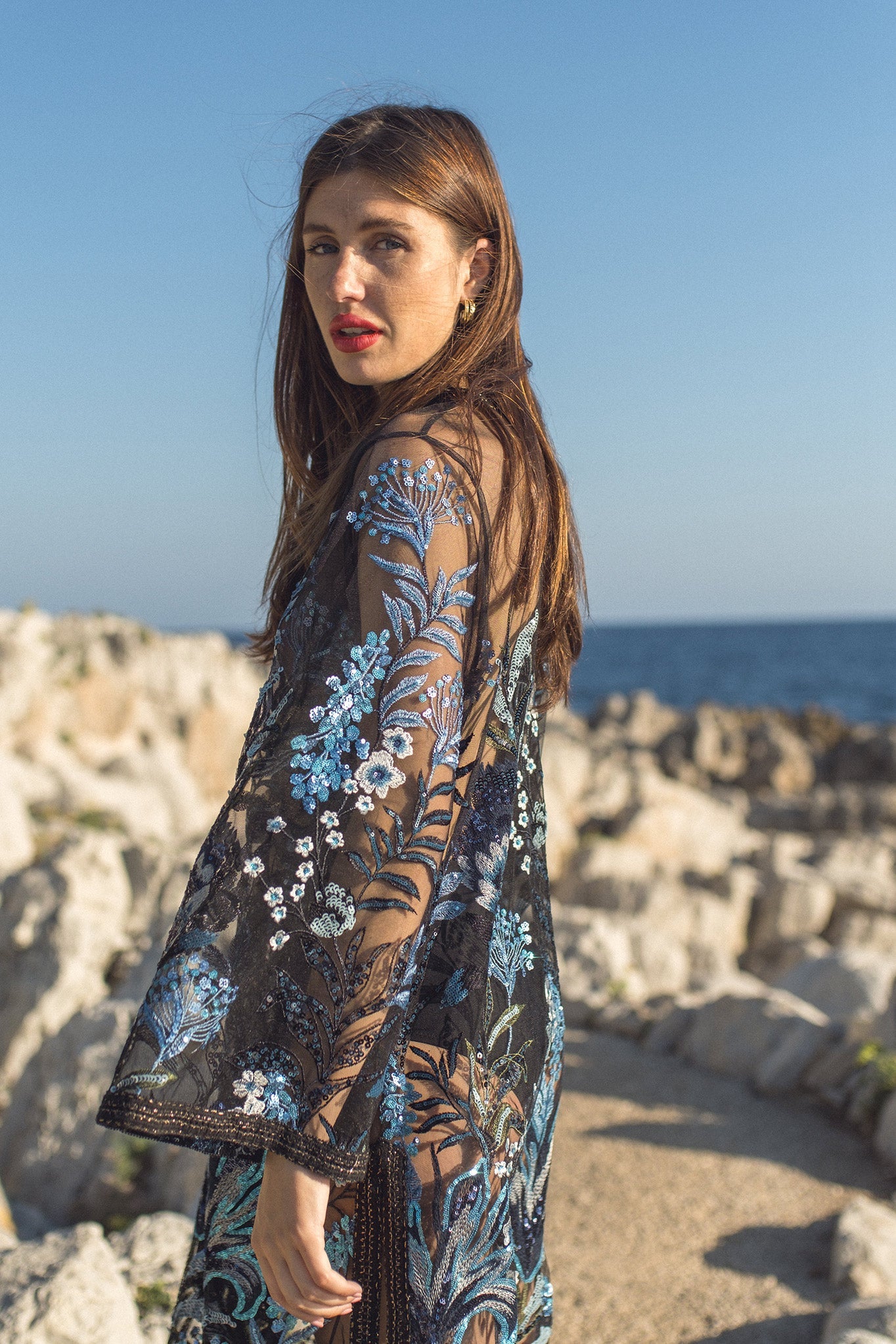 Basima Sequin Caftan by Miguelina