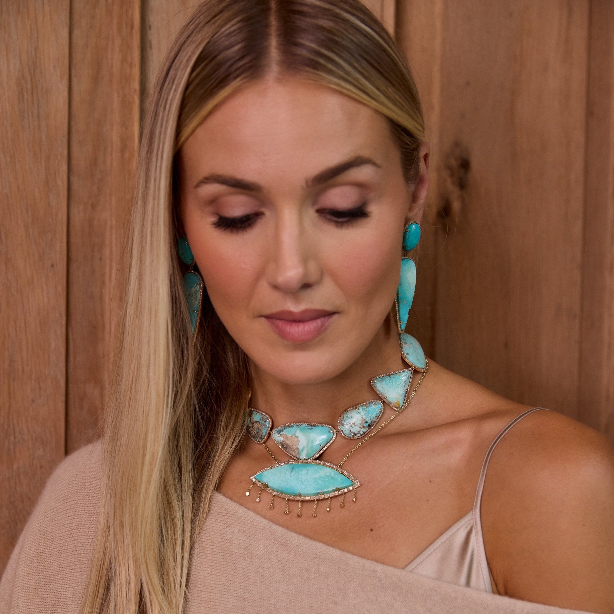 14k Whitewater Turquoise Diamond Choker by S. Carter Designs