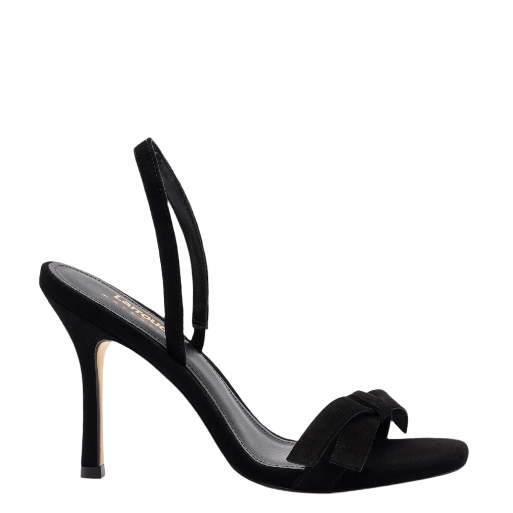 Larroudé x Markarian Sandal In Black Suede by Larroudé