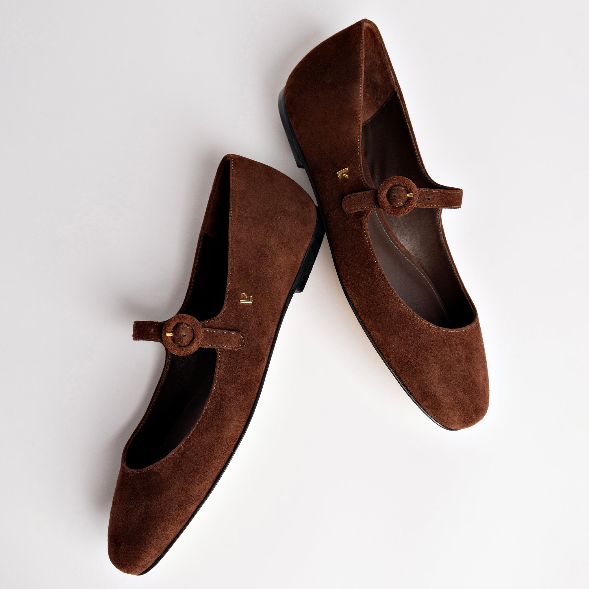 Blair Ballet Flat In Brown Suede by Larroudé