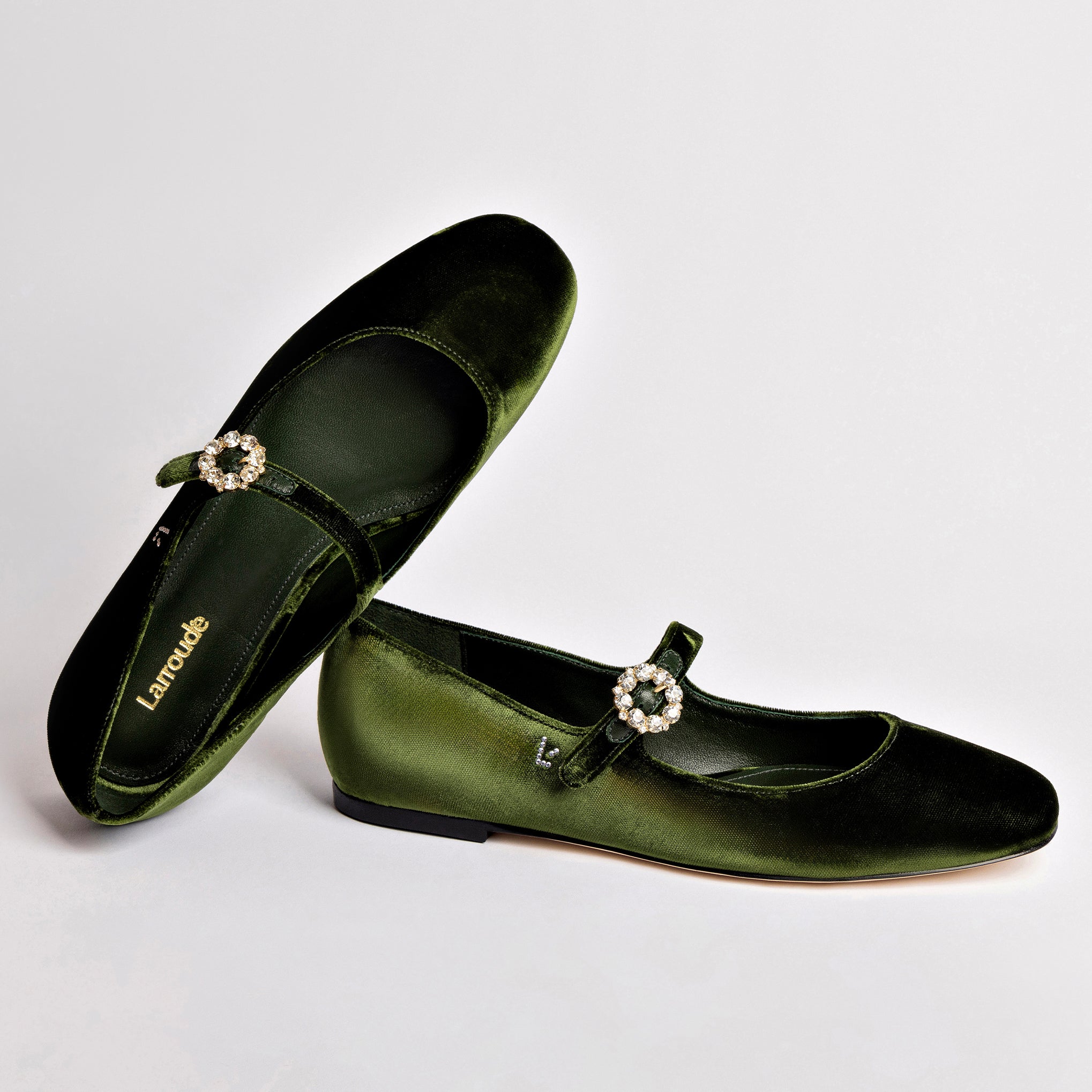 Blair Ballet Flat In Bosco Velvet by Larroudé