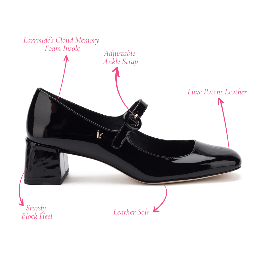 Blair Block Pump In Black Patent by Larroudé