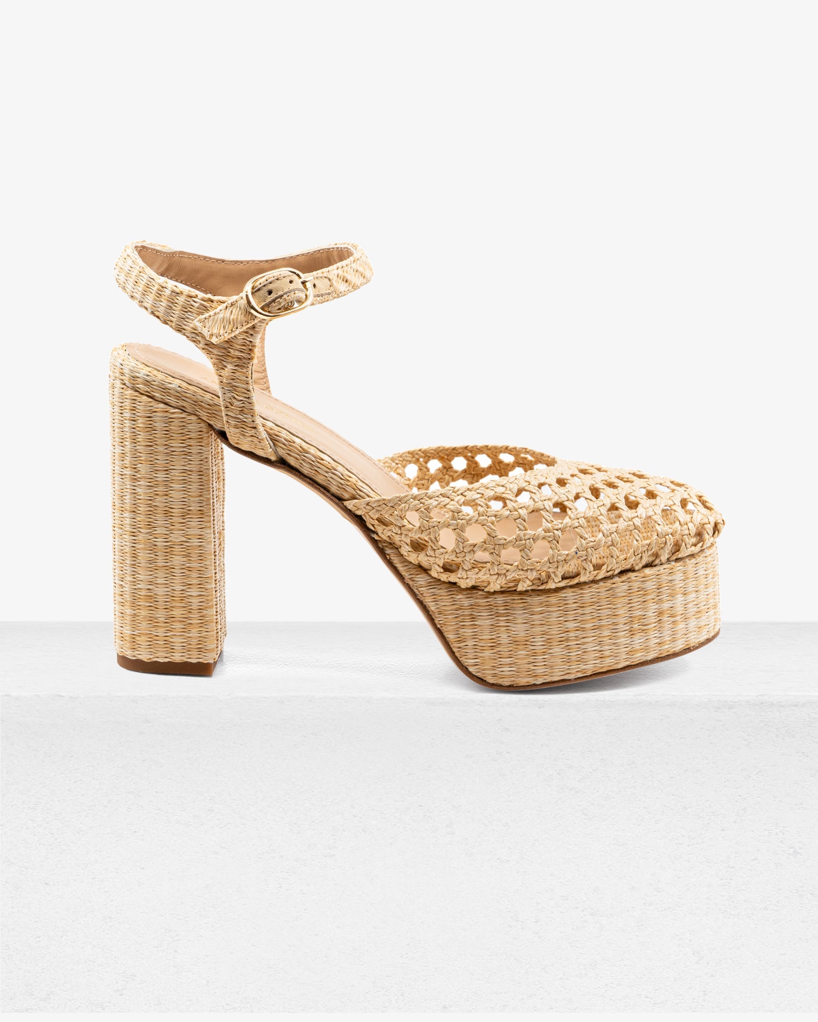 Beatriz Natural Raffia Platform by Andrea Gomez