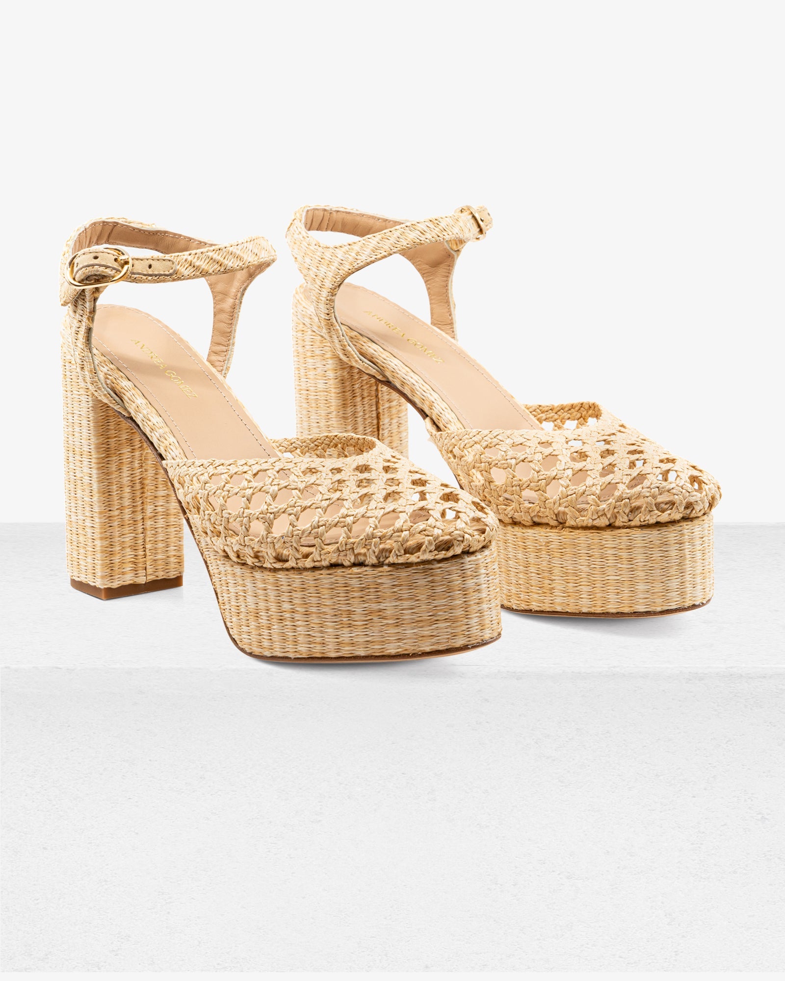 Beatriz Natural Raffia Platform by Andrea Gomez