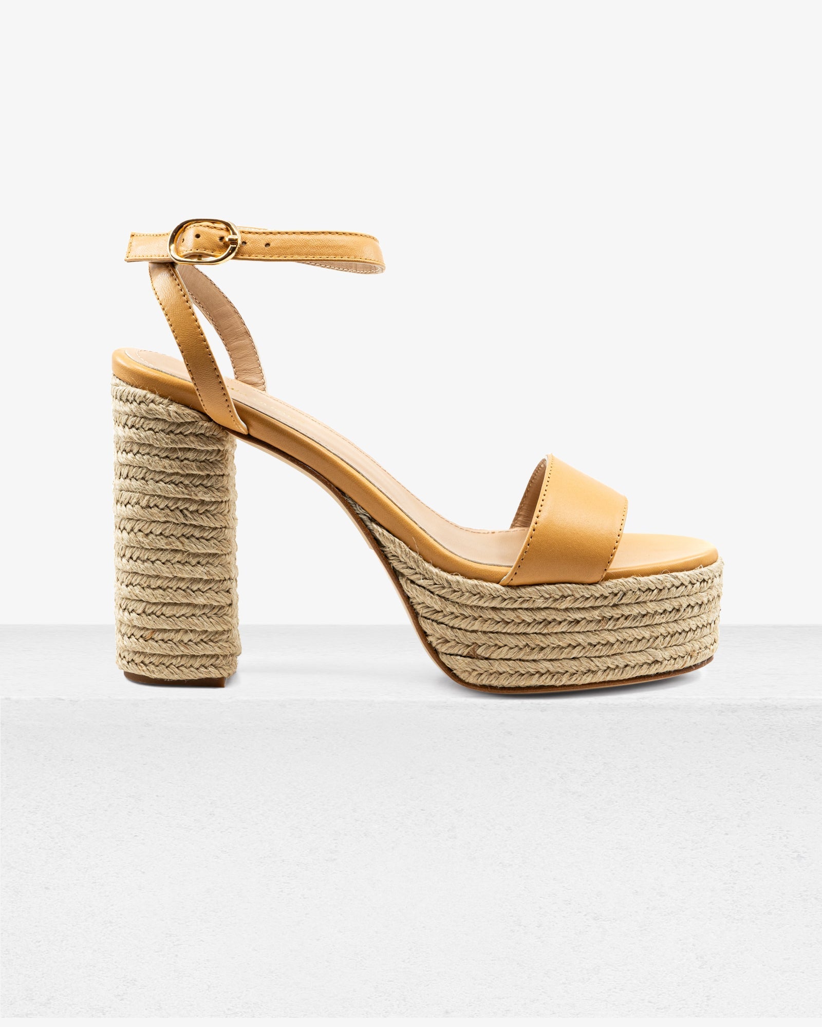 Becka Camel Leather Platform by Andrea Gomez