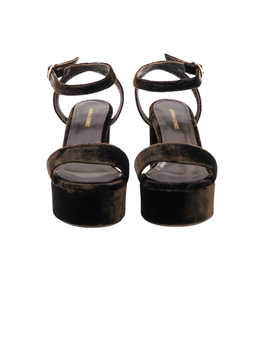 Becka Chocolate Velvet Platform by Andrea Gomez