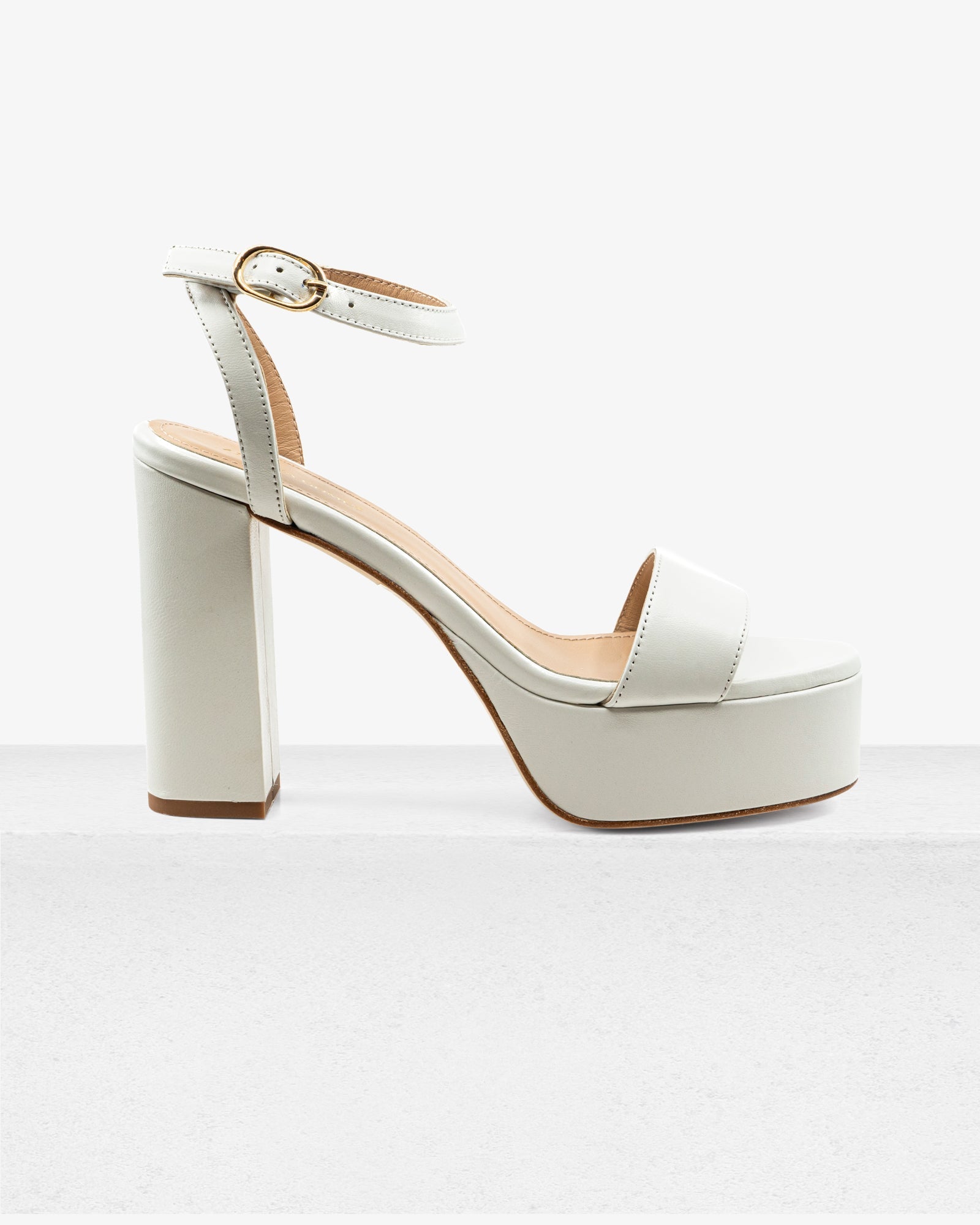 Becka White Leather Platform by Andrea Gomez