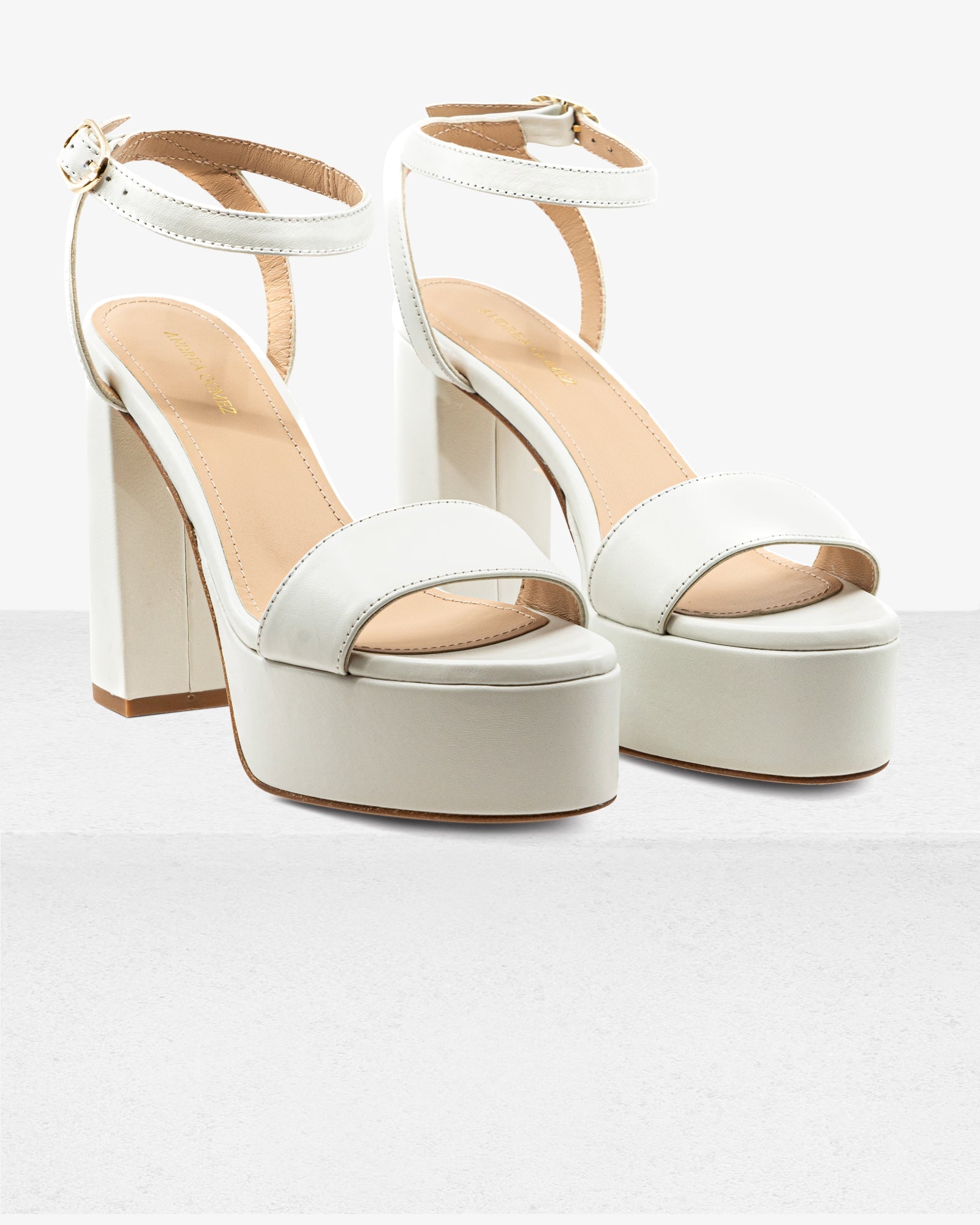 Becka White Leather Platform by Andrea Gomez