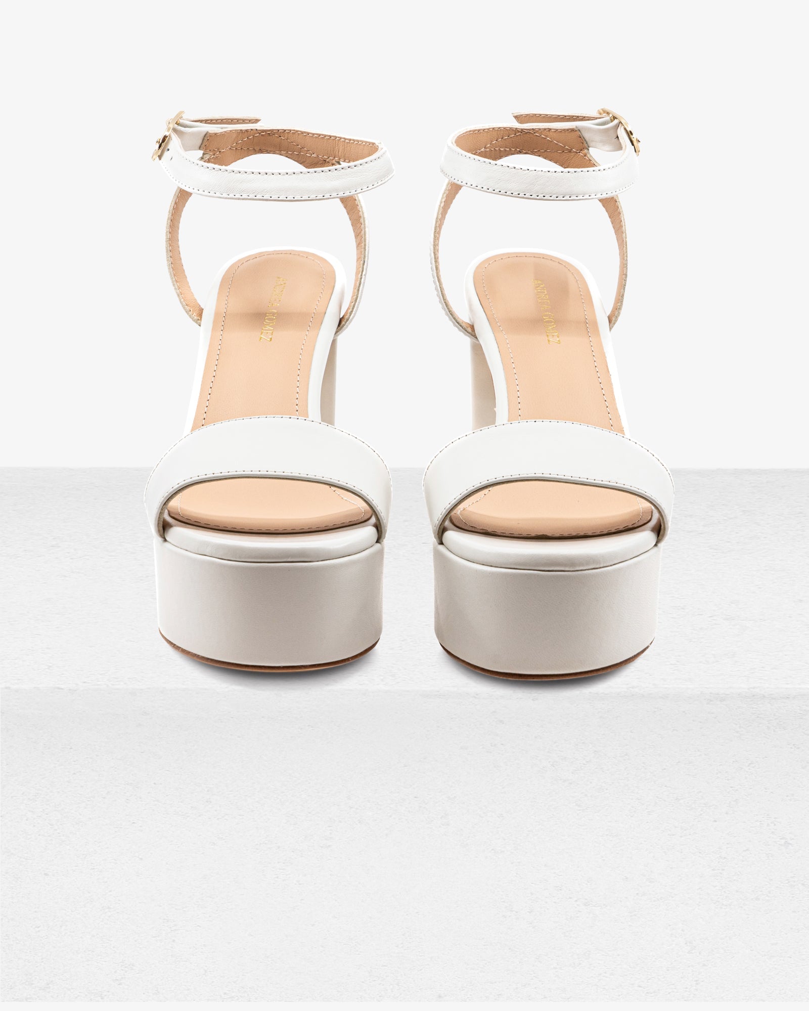 Becka White Leather Platform by Andrea Gomez